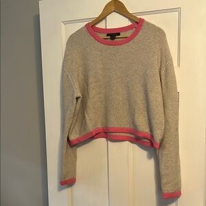French Connection Gray and Pink Crew Neck Sweater